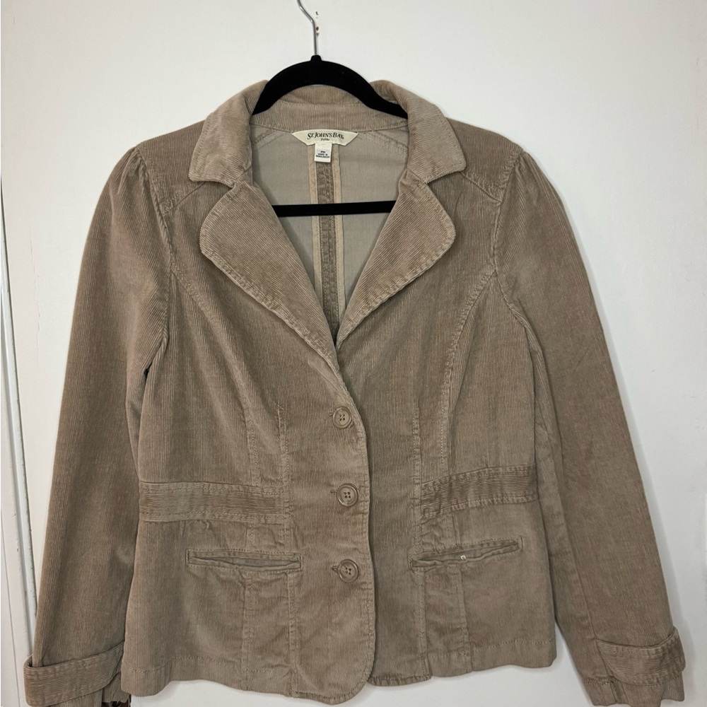 St. John's Bay Women's Taupe Corduroy Button-Front Blazer